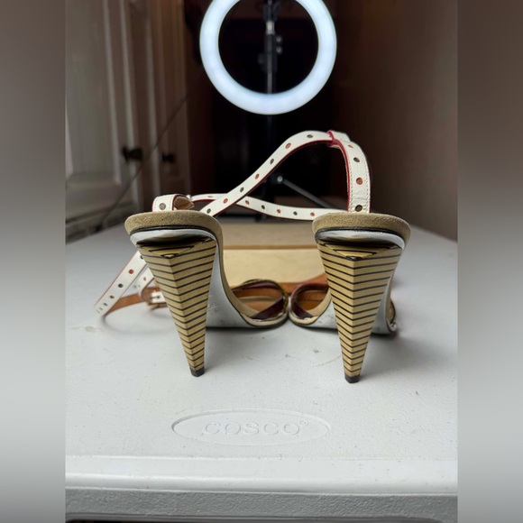 Fendi Multicolour Leather Ankle Strap Heeled Sandals Size 36 / US 6 - Picture 8 of 12